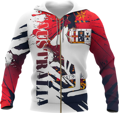 Australia Zip Up Hoodie Australian Coat Of Arms Hoodie Great Aussie Unisex