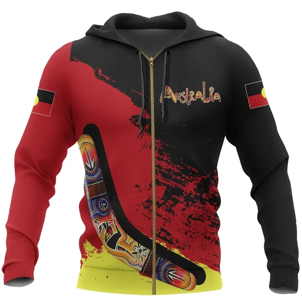 Australia Aboriginal Boomerang Zip Hoodie