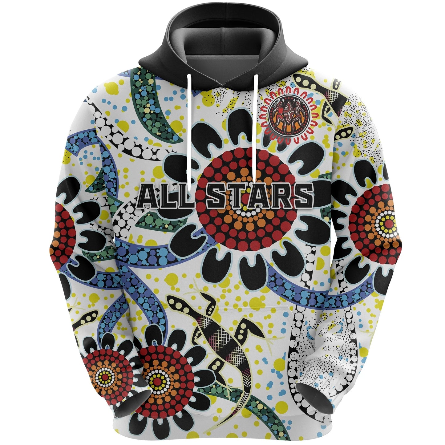 Custom Personalised Australia Indigenous Rugby Hoodie All Stars Sporty Style White, Custom Text And Number