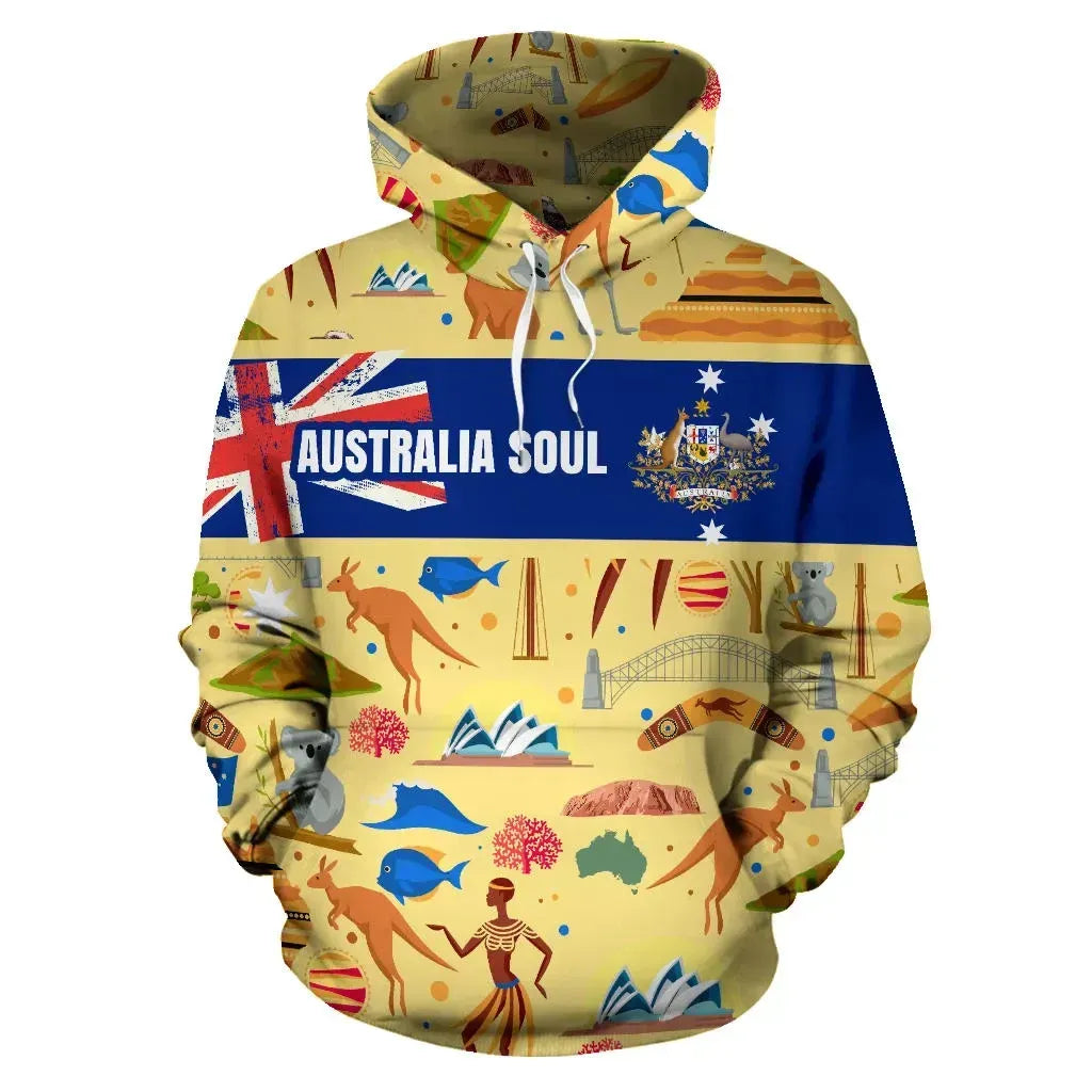 Australia Soul Hoodie Unisex Printed Zip Hoodie