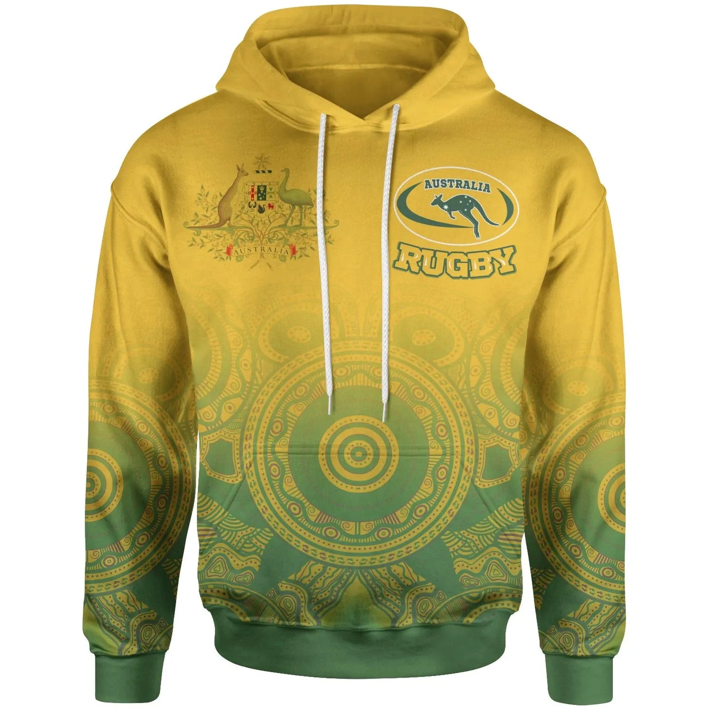 Custom Australia Aboriginal Hoodie, Australia Rugby And Coat Of Arms