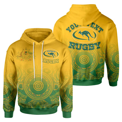 Custom Australia Aboriginal Hoodie, Australia Rugby And Coat Of Arms