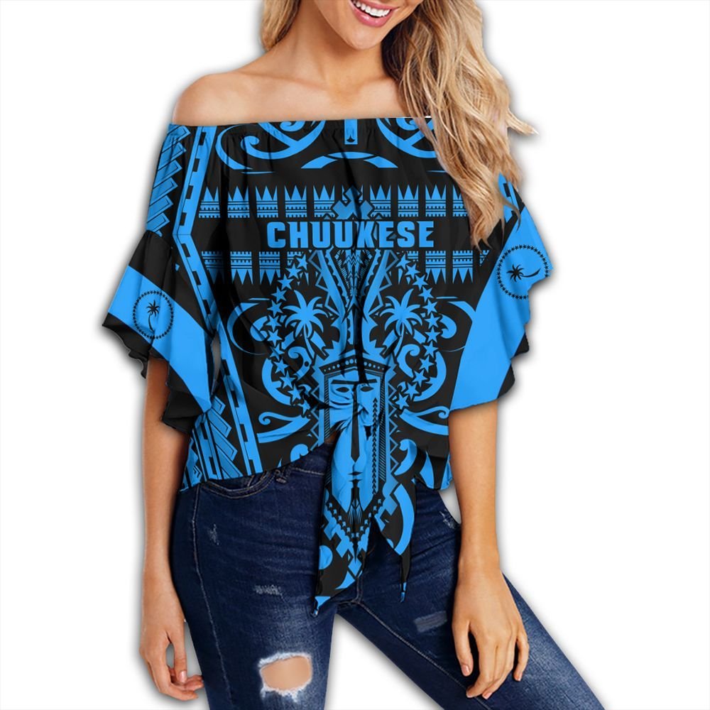 NE Chuuk Clothing - Chuukese Mask Off Shoulder Wrap Waist Top