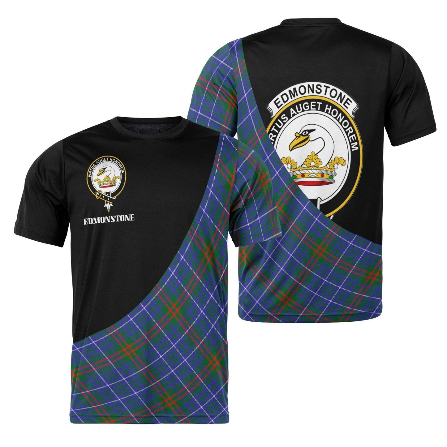 Printivon Edmonstone (of Duntreath) Clan Tartan with Kilt Design Personalized Tee Shirt Scotland Gift For Mom and Dad