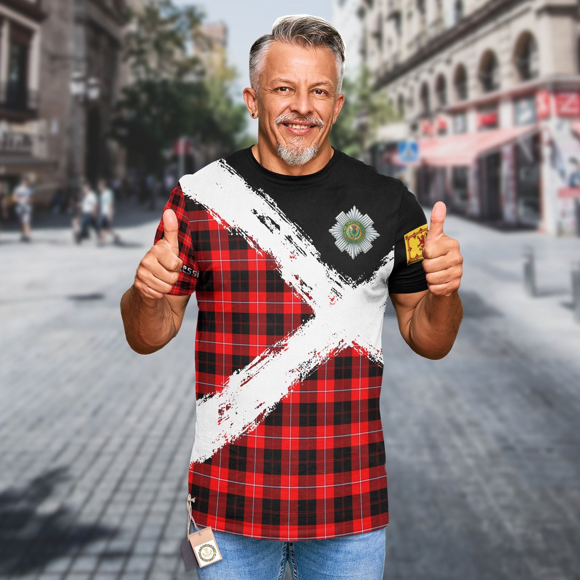 Printivon Cunningham Clan T Shirt Scotland Coat Of Arms Tartan Pattern