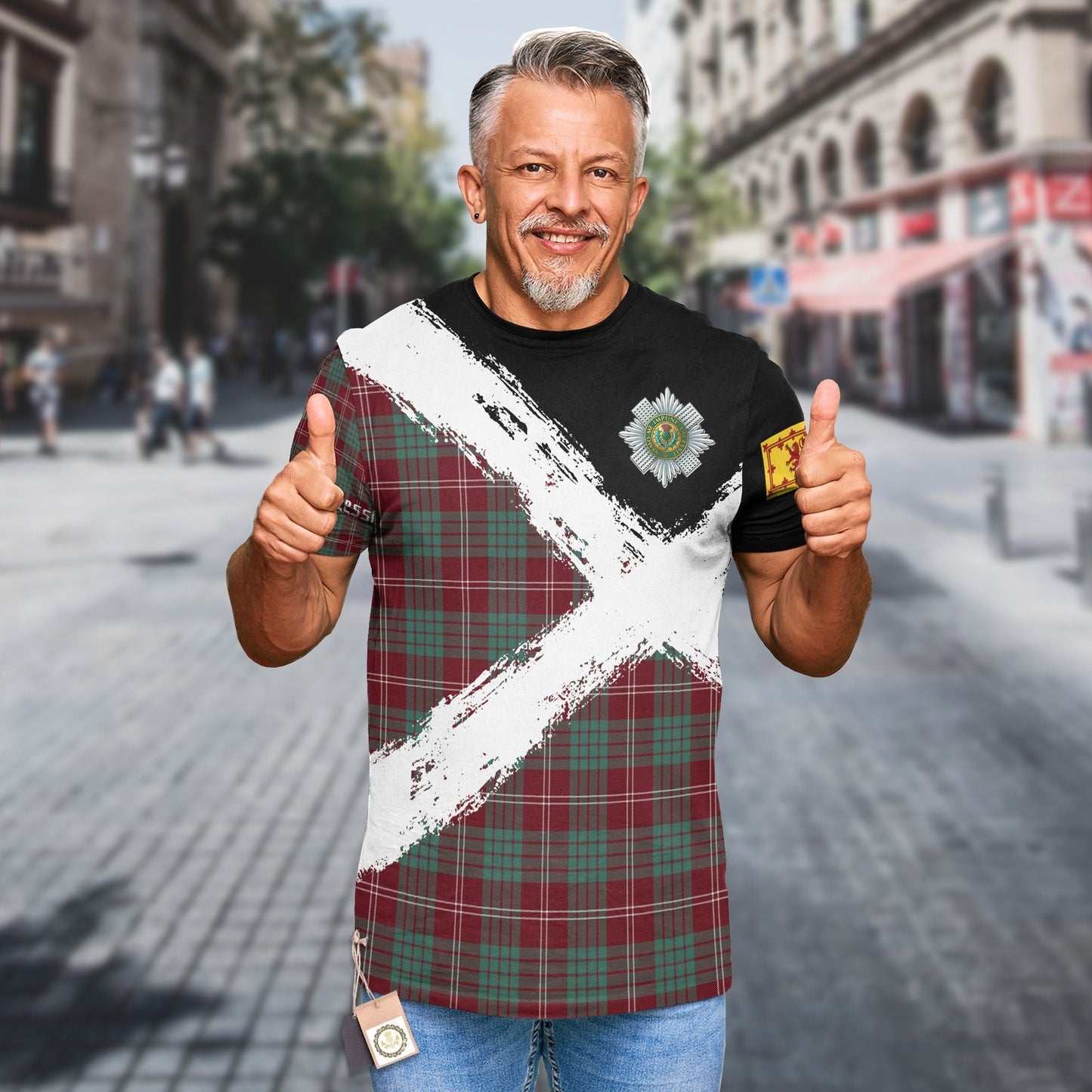 Printivon Crawford Clan T Shirt Scotland Coat Of Arms Tartan Pattern