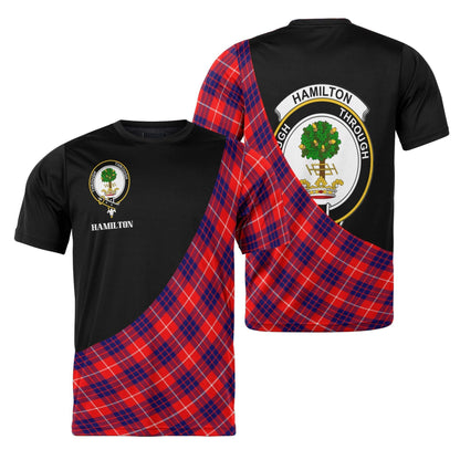 Printivon Hamilton Clan Tartan with Kilt Design Personalized Tee Shirt Scotland Gift For Mom and Dad