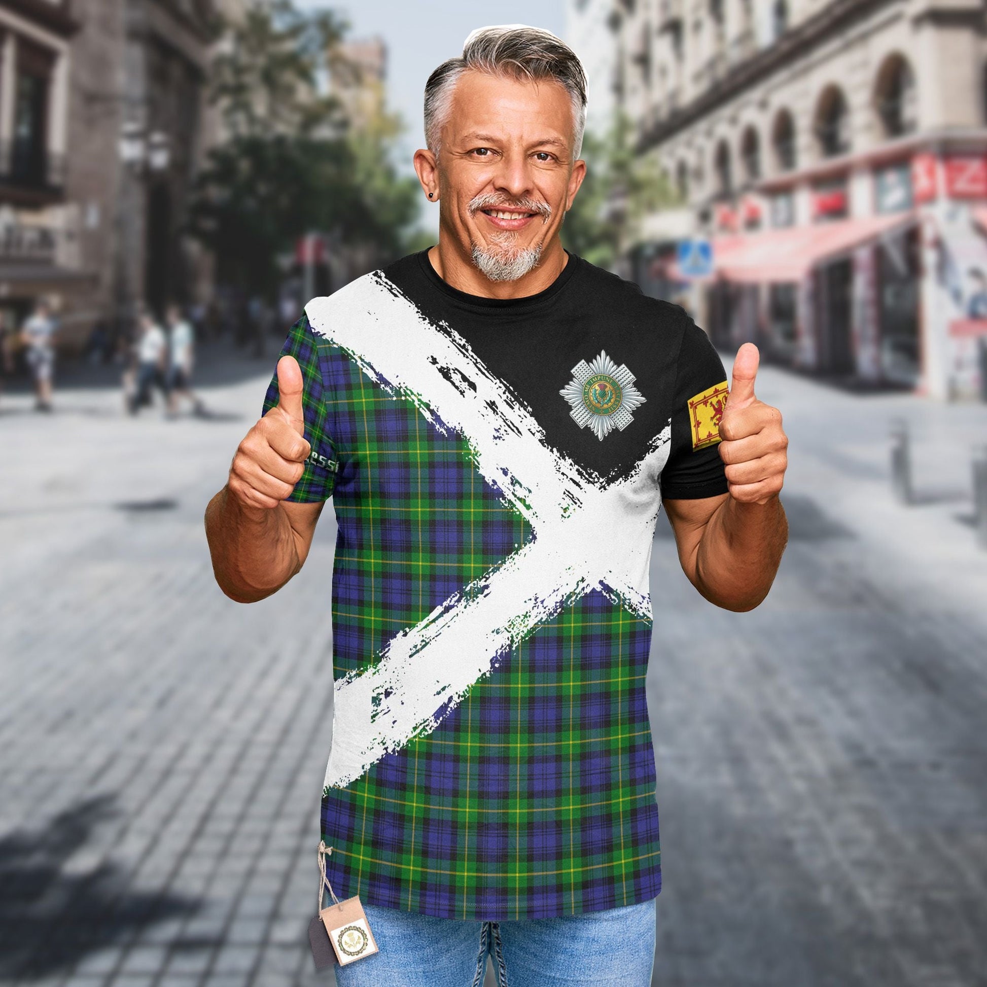 Printivon Gordon Clan T Shirt Scotland Coat Of Arms Tartan Pattern