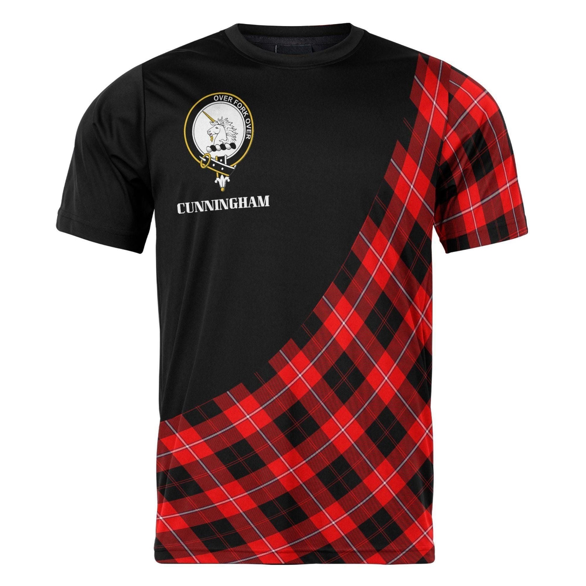 Printivon Cunningham Clan Tartan with Kilt Design Personalized Tee Shirt Scotland Gift For Mom and Dad