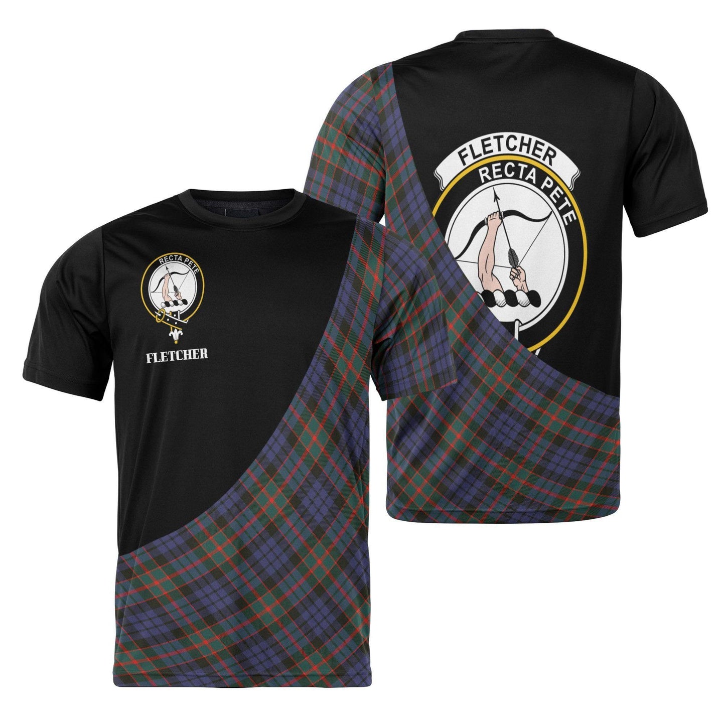 Printivon Fletcher Clan Tartan with Kilt Design Personalized Tee Shirt Scotland Gift For Mom and Dad