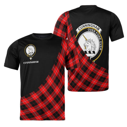 Printivon Cunningham Clan Tartan with Kilt Design Personalized Tee Shirt Scotland Gift For Mom and Dad