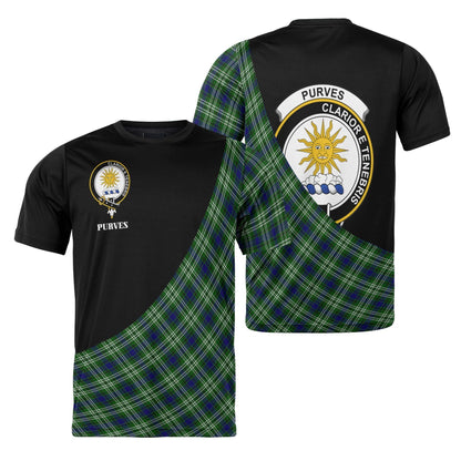 Printivon Purves Clan Tartan with Kilt Design Personalized Tee Shirt Scotland Gift For Mom and Dad