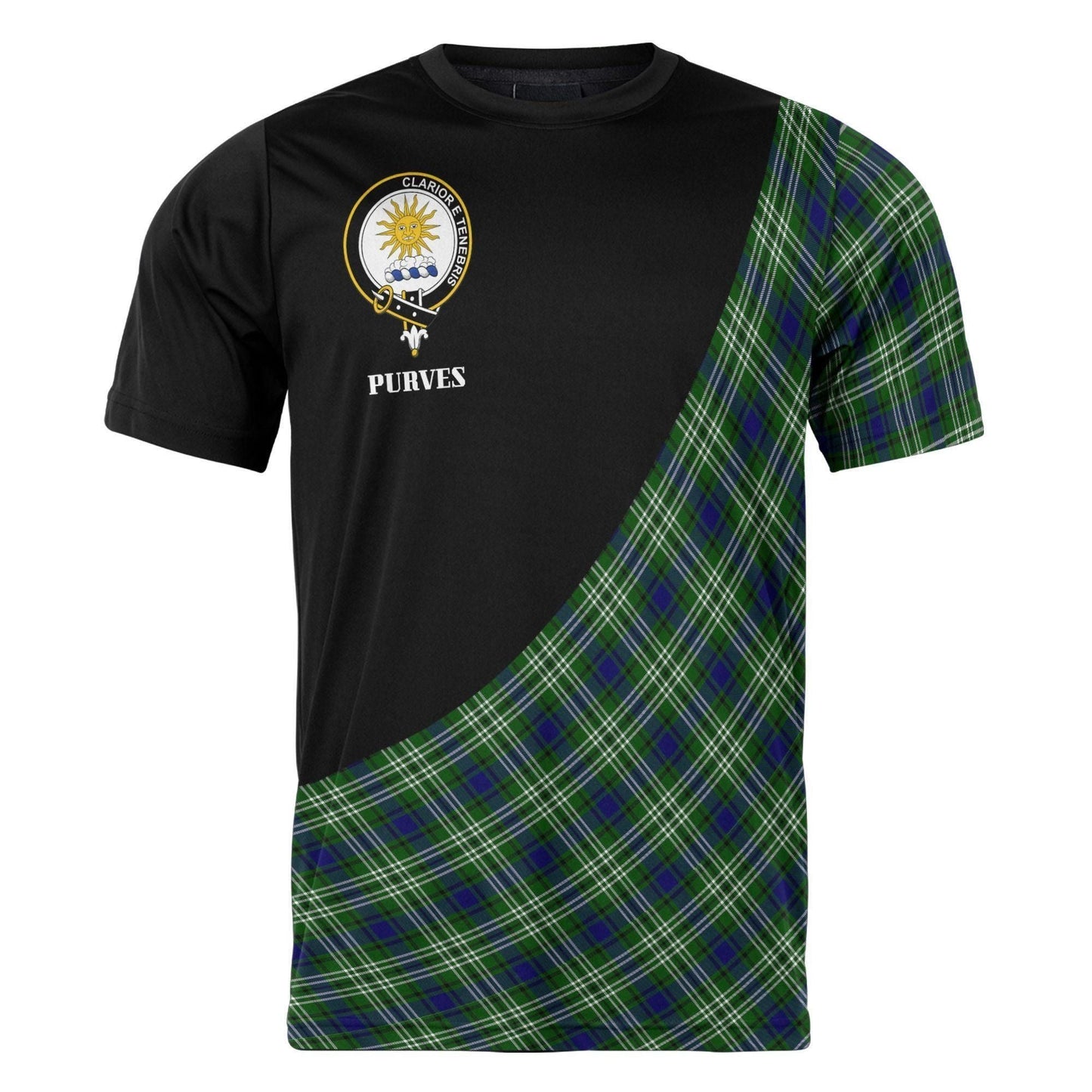 Printivon Purves Clan Tartan with Kilt Design Personalized Tee Shirt Scotland Gift For Mom and Dad