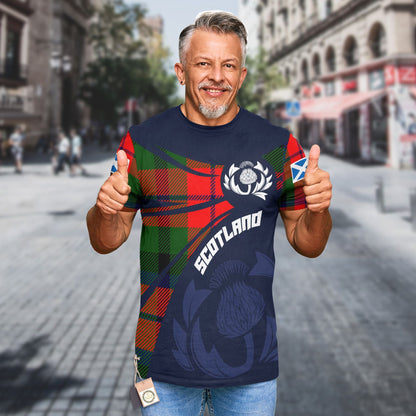 Printivon Thistle Flowers and Scottish Tartan MacNaughten Family Custom Tee Shirt