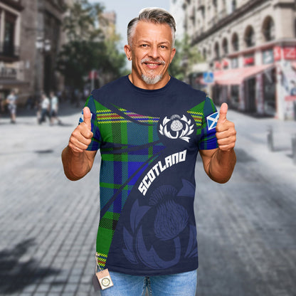 Printivon Thistle Flowers and Scottish Tartan Maitland Family Custom Tee Shirt
