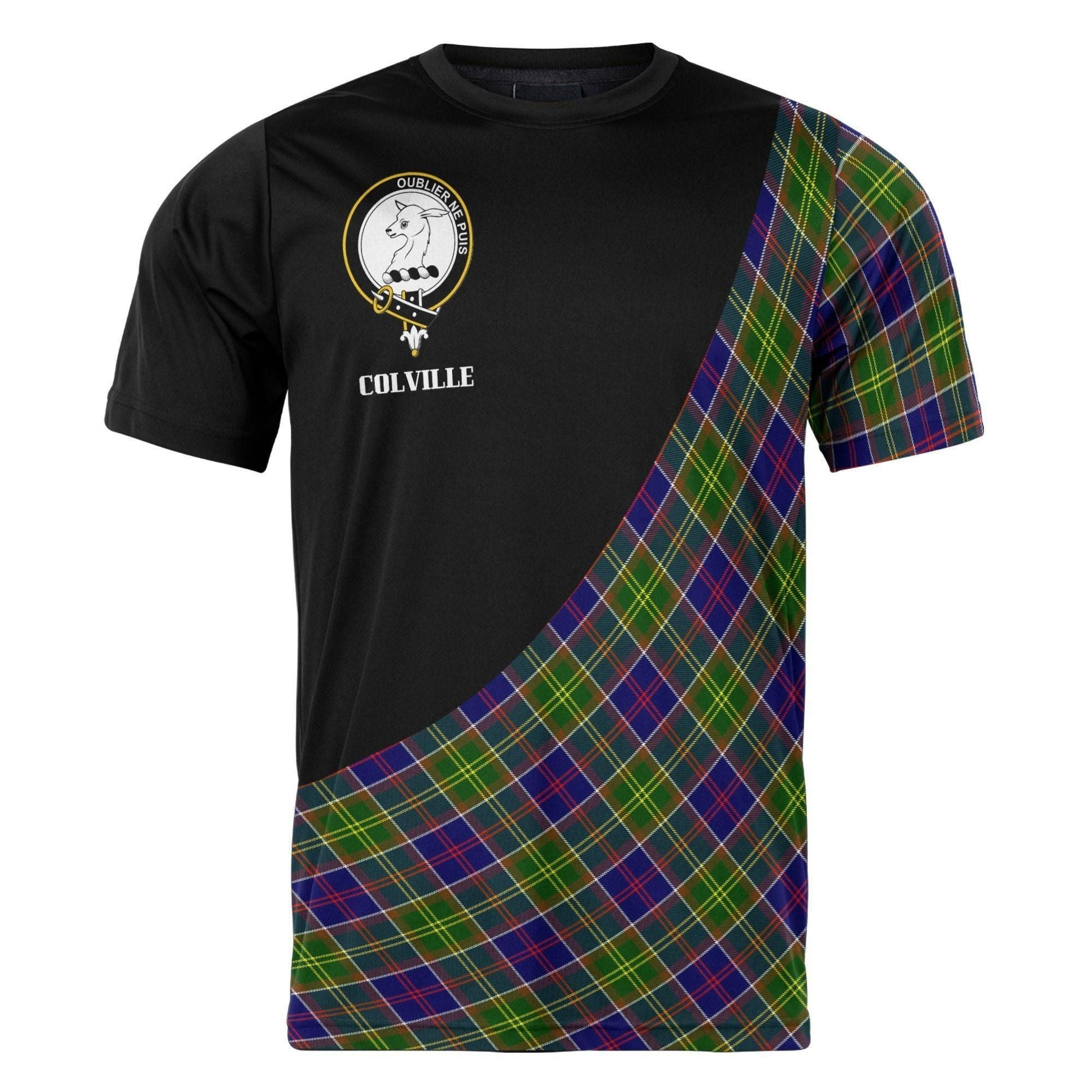 Printivon Colville Clan Tartan with Kilt Design Personalized Tee Shirt Scotland Gift For Mom and Dad