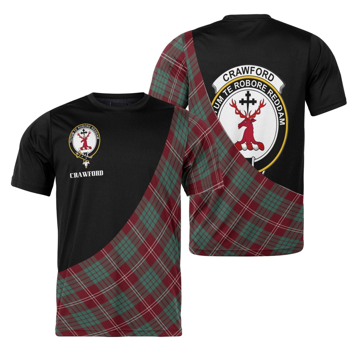 Printivon Crawford Clan Tartan with Kilt Design Personalized Tee Shirt Scotland Gift For Mom and Dad