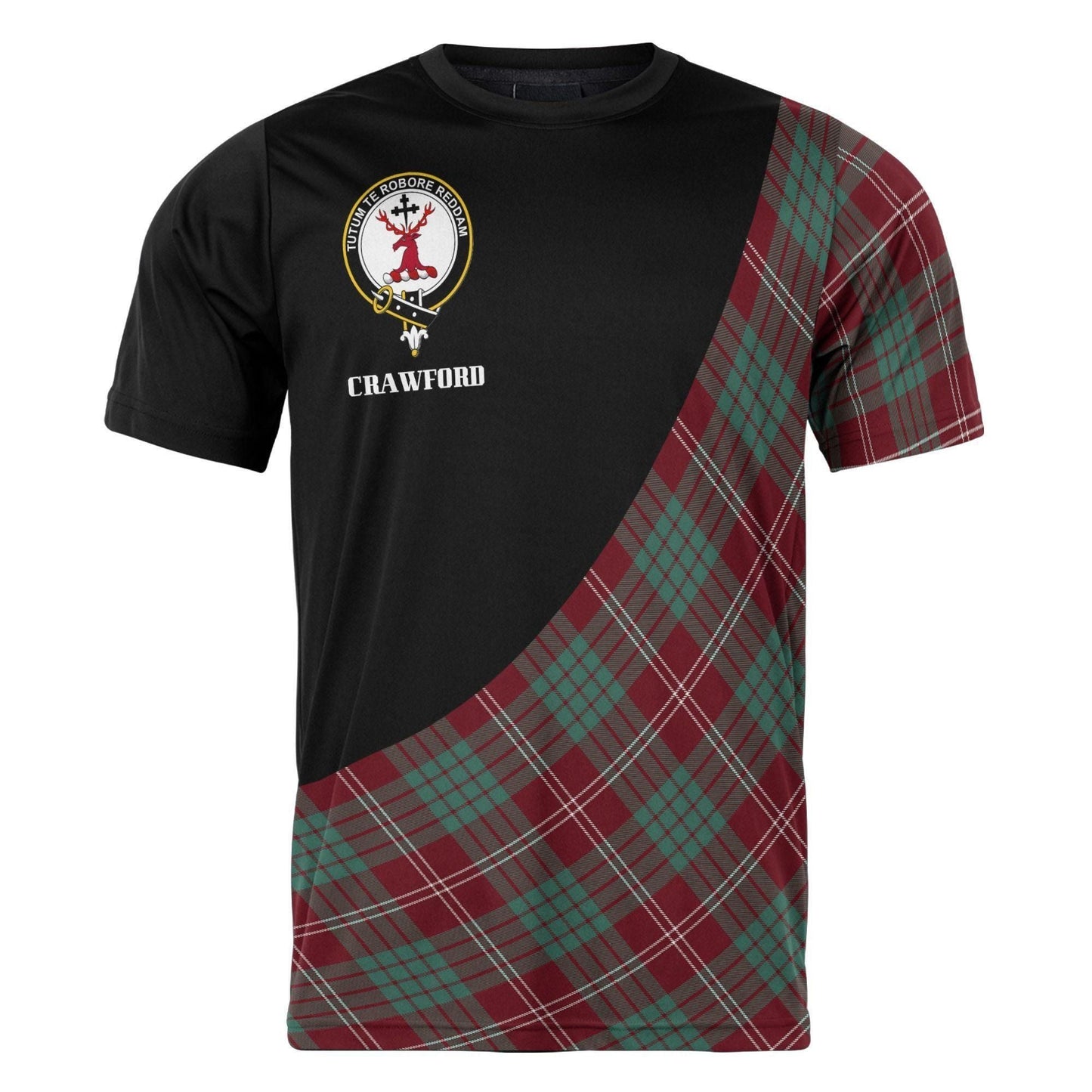 Printivon Crawford Clan Tartan with Kilt Design Personalized Tee Shirt Scotland Gift For Mom and Dad