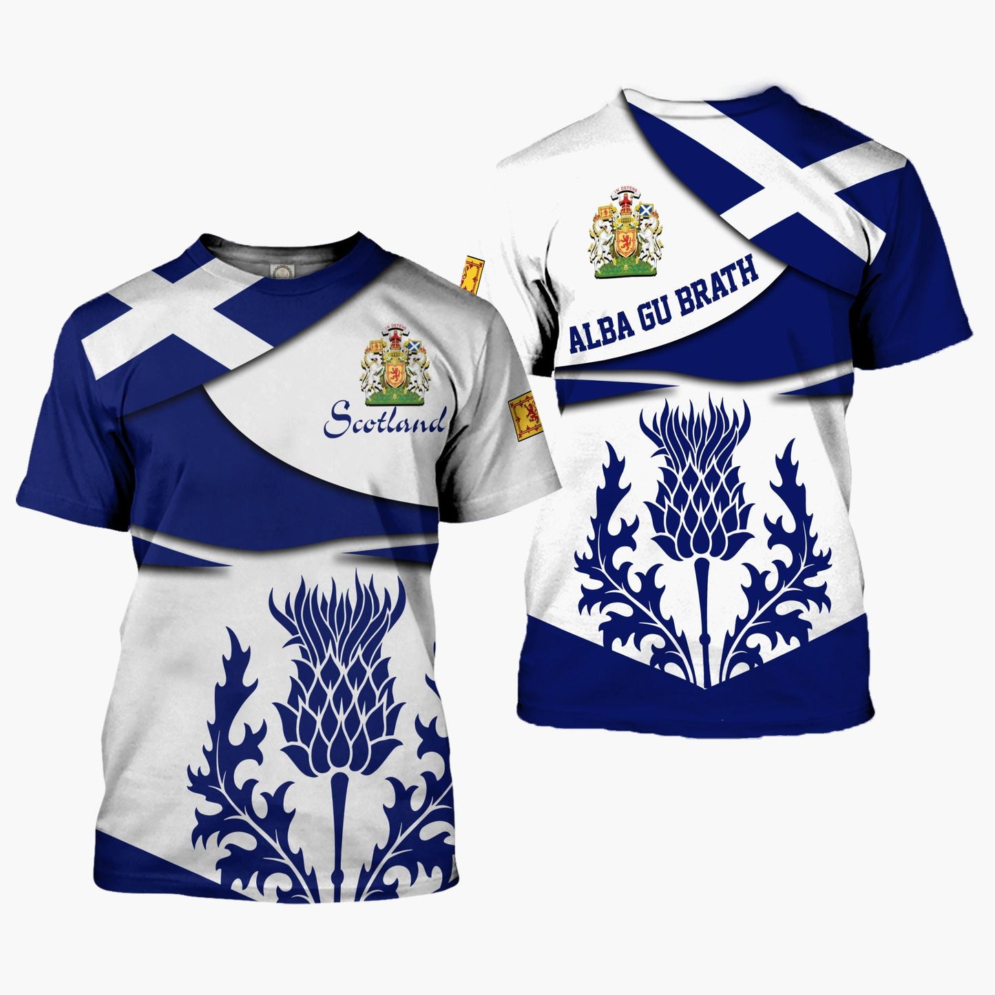 Printivon Thistle Flowers Tee Shirt Scots Flag Costume