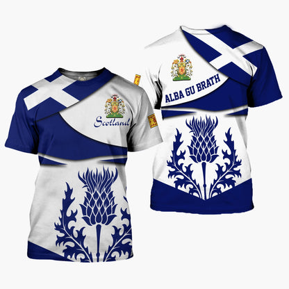 Printivon Thistle Flowers Tee Shirt Scots Flag Costume