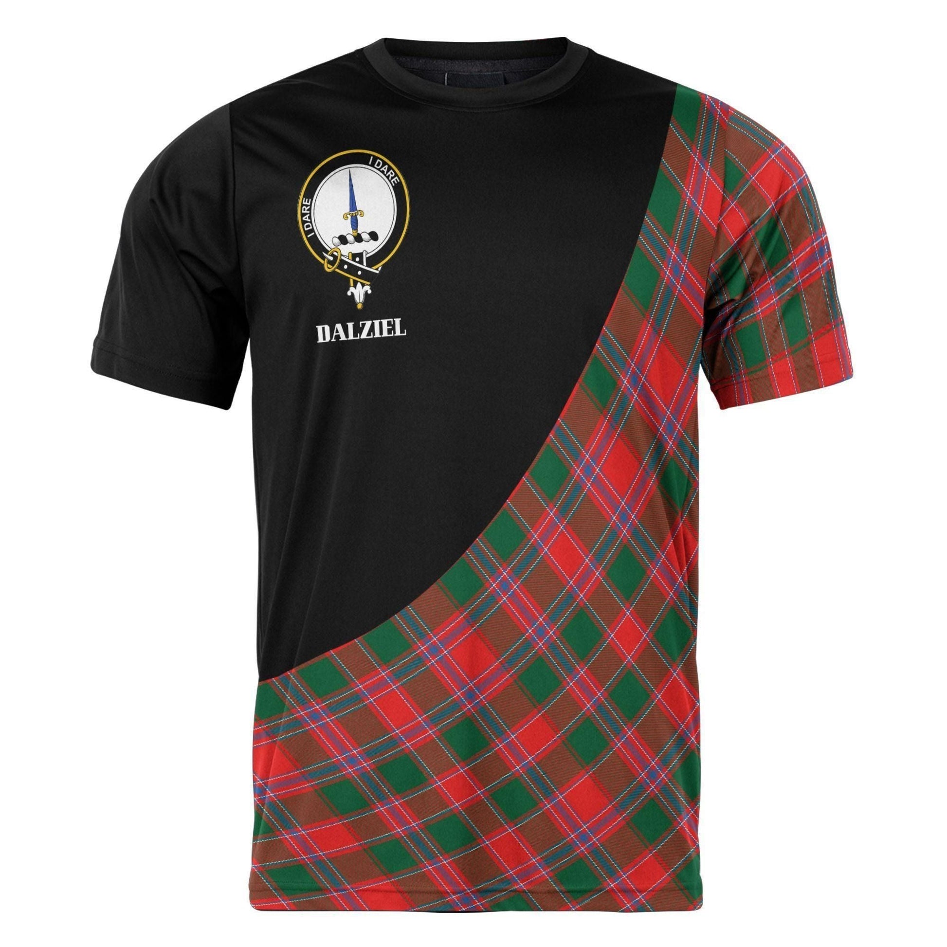Printivon Dalziel Clan Tartan with Kilt Design Personalized Tee Shirt Scotland Gift For Mom and Dad