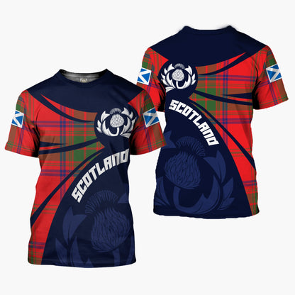 Printivon Thistle Flowers and Scottish Tartan Ross Family Custom Tee Shirt