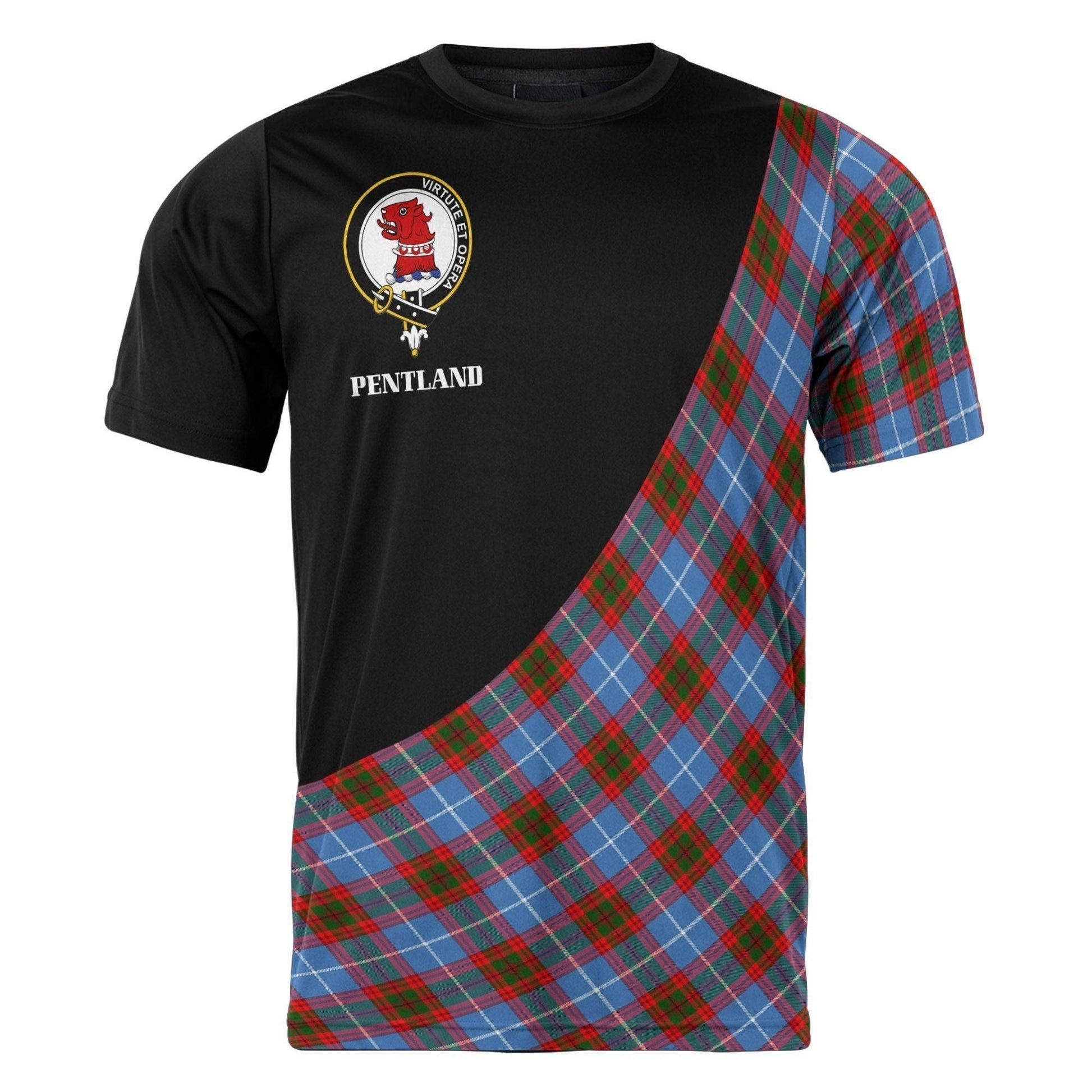 Printivon Pentland Clan Tartan with Kilt Design Personalized Tee Shirt Scotland Gift For Mom and Dad