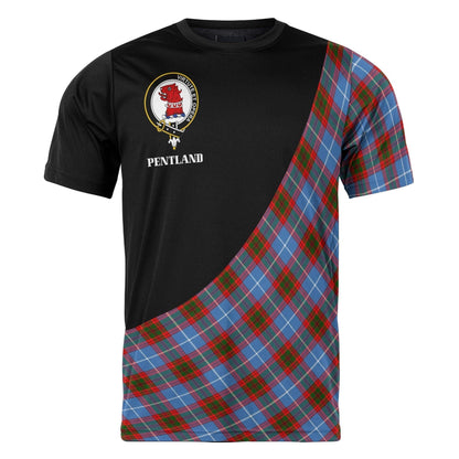 Printivon Pentland Clan Tartan with Kilt Design Personalized Tee Shirt Scotland Gift For Mom and Dad