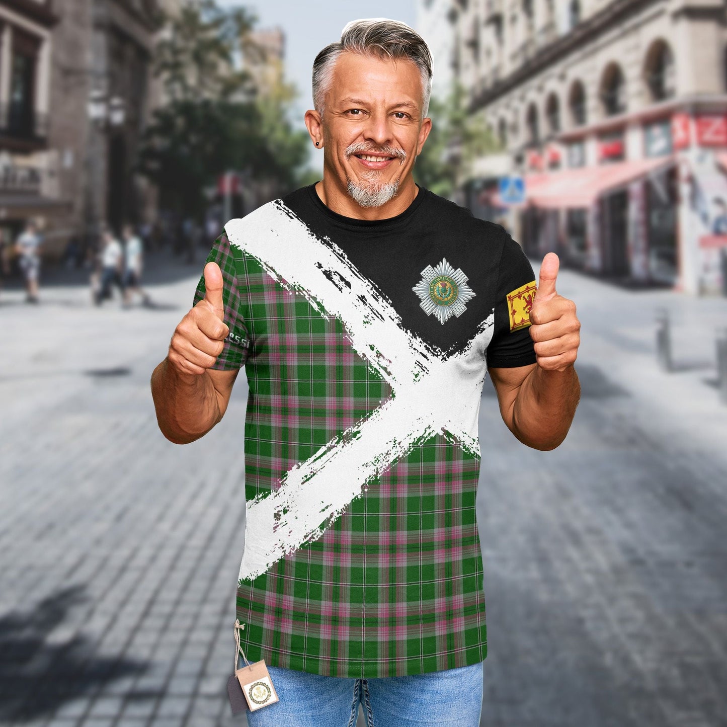 Printivon Gray Clan T Shirt Scotland Coat Of Arms Tartan Pattern