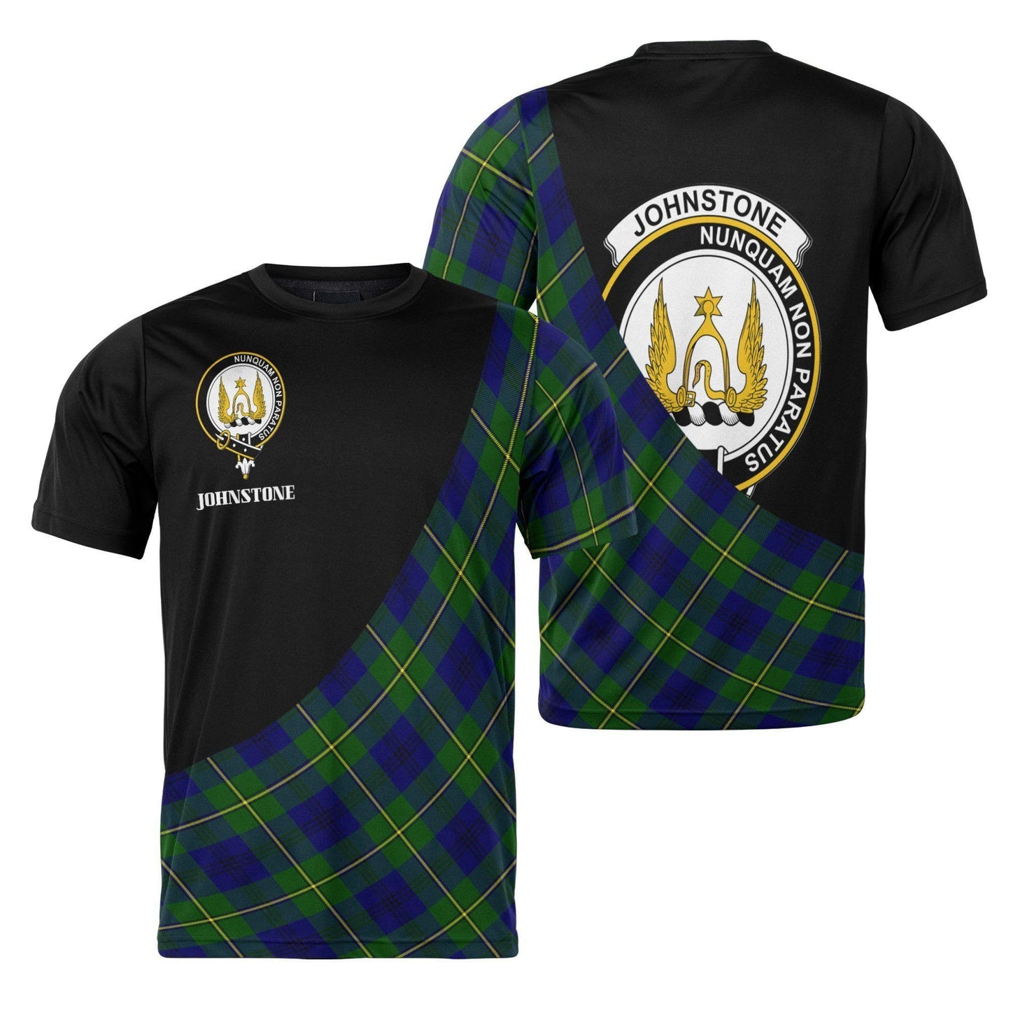 Printivon Johnstone Clan Tartan with Kilt Design Personalized Tee Shirt Scotland Gift For Mom and Dad