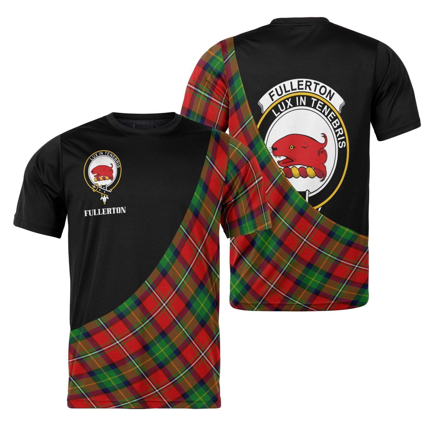 Printivon Fullerton Clan Tartan with Kilt Design Personalized Tee Shirt Scotland Gift For Mom and Dad