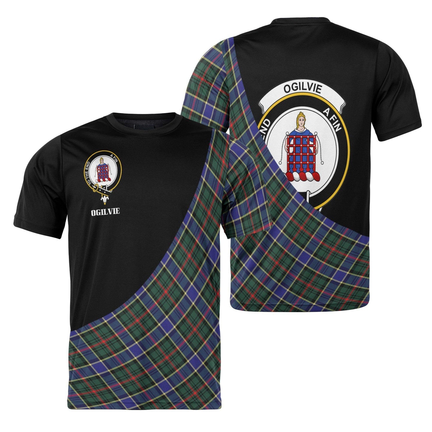 Printivon Ogilvie Clan Tartan with Kilt Design Personalized Tee Shirt Scotland Gift For Mom and Dad