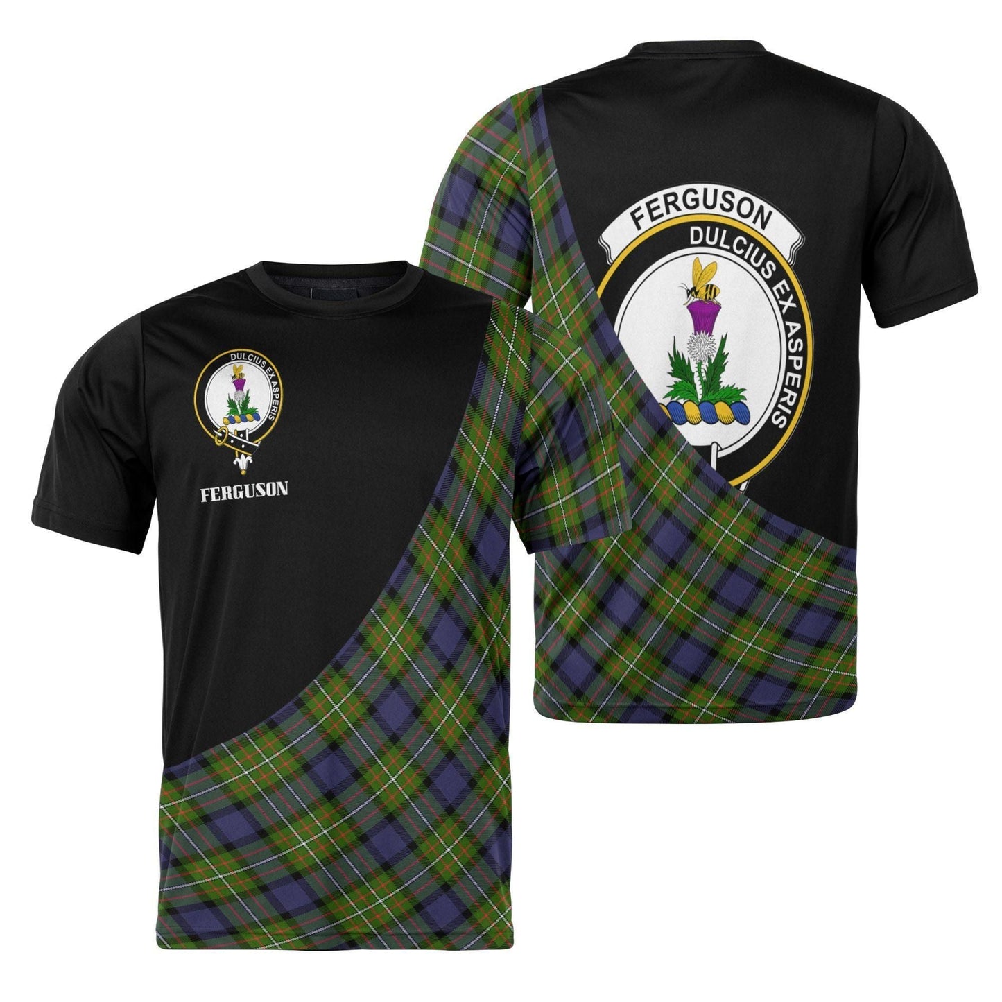 Printivon Ferguson Clan Tartan with Kilt Design Personalized Tee Shirt Scotland Gift For Mom and Dad