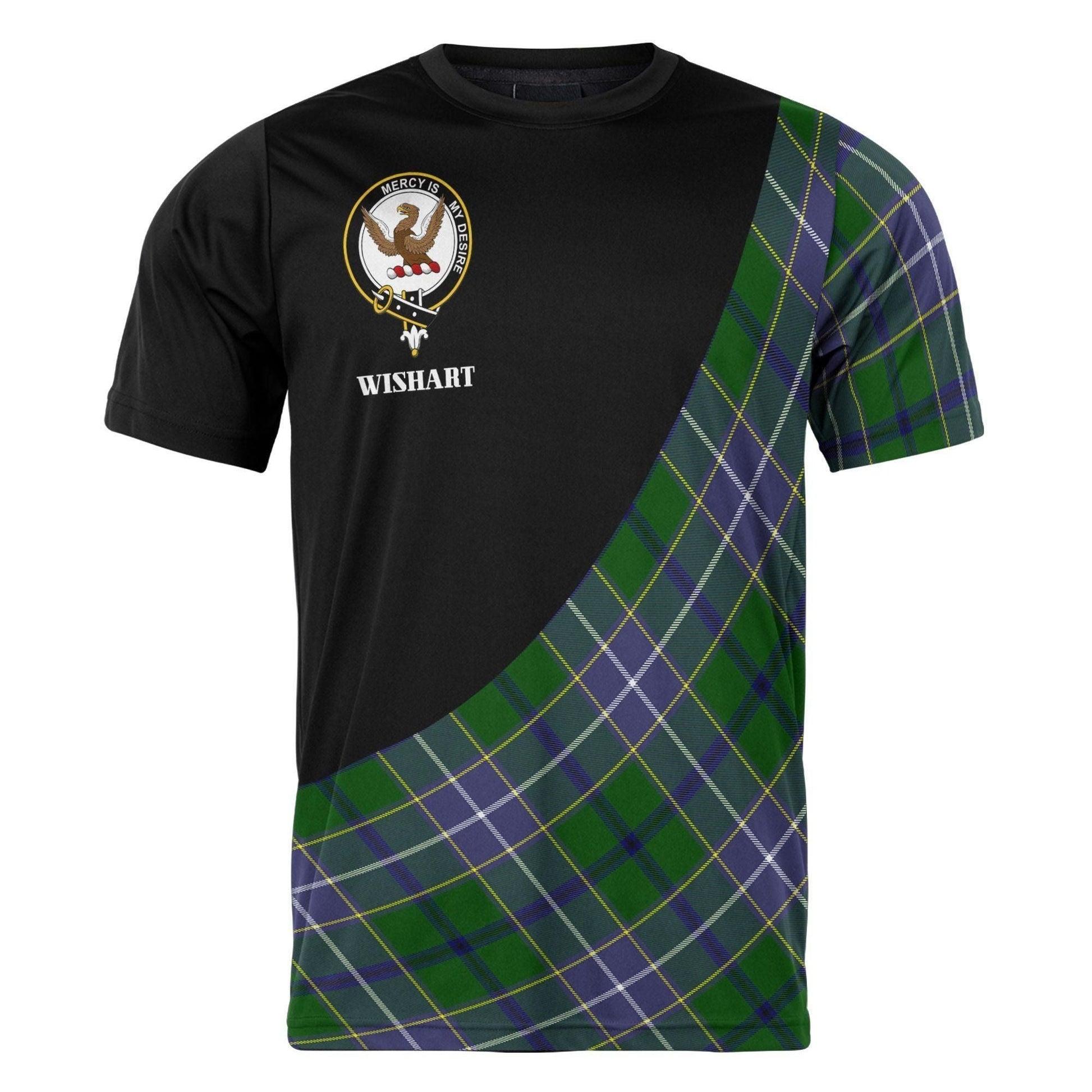 Printivon Wishart Clan Tartan with Kilt Design Personalized Tee Shirt Scotland Gift For Mom and Dad