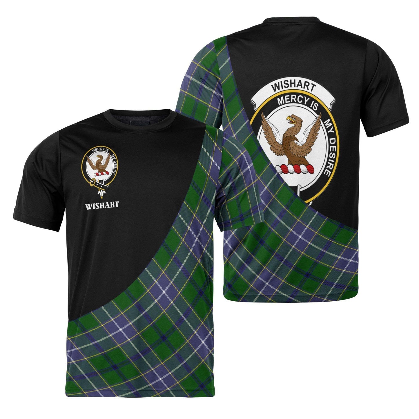 Printivon Wishart Clan Tartan with Kilt Design Personalized Tee Shirt Scotland Gift For Mom and Dad