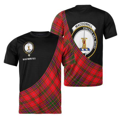 Printivon MacDowall (of Garthland) Clan Tartan with Kilt Design Personalized Tee Shirt Scotland Gift For Mom and Dad