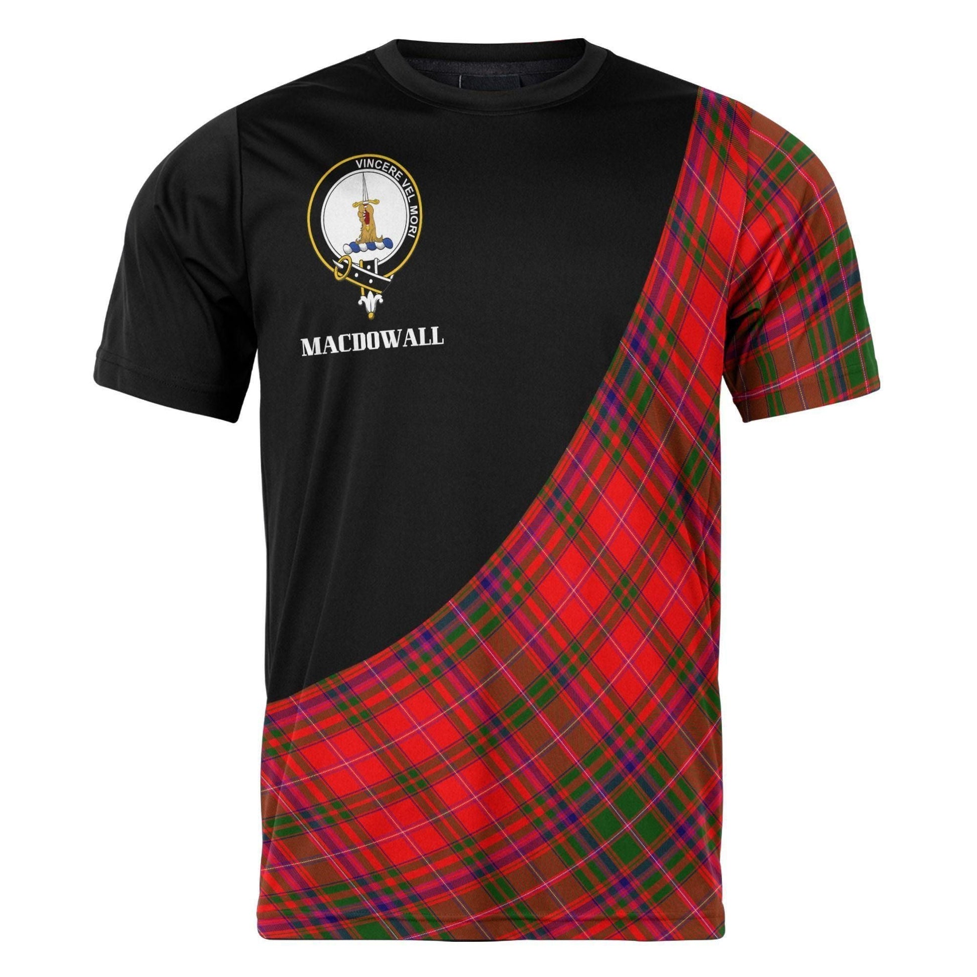 Printivon MacDowall (of Garthland) Clan Tartan with Kilt Design Personalized Tee Shirt Scotland Gift For Mom and Dad