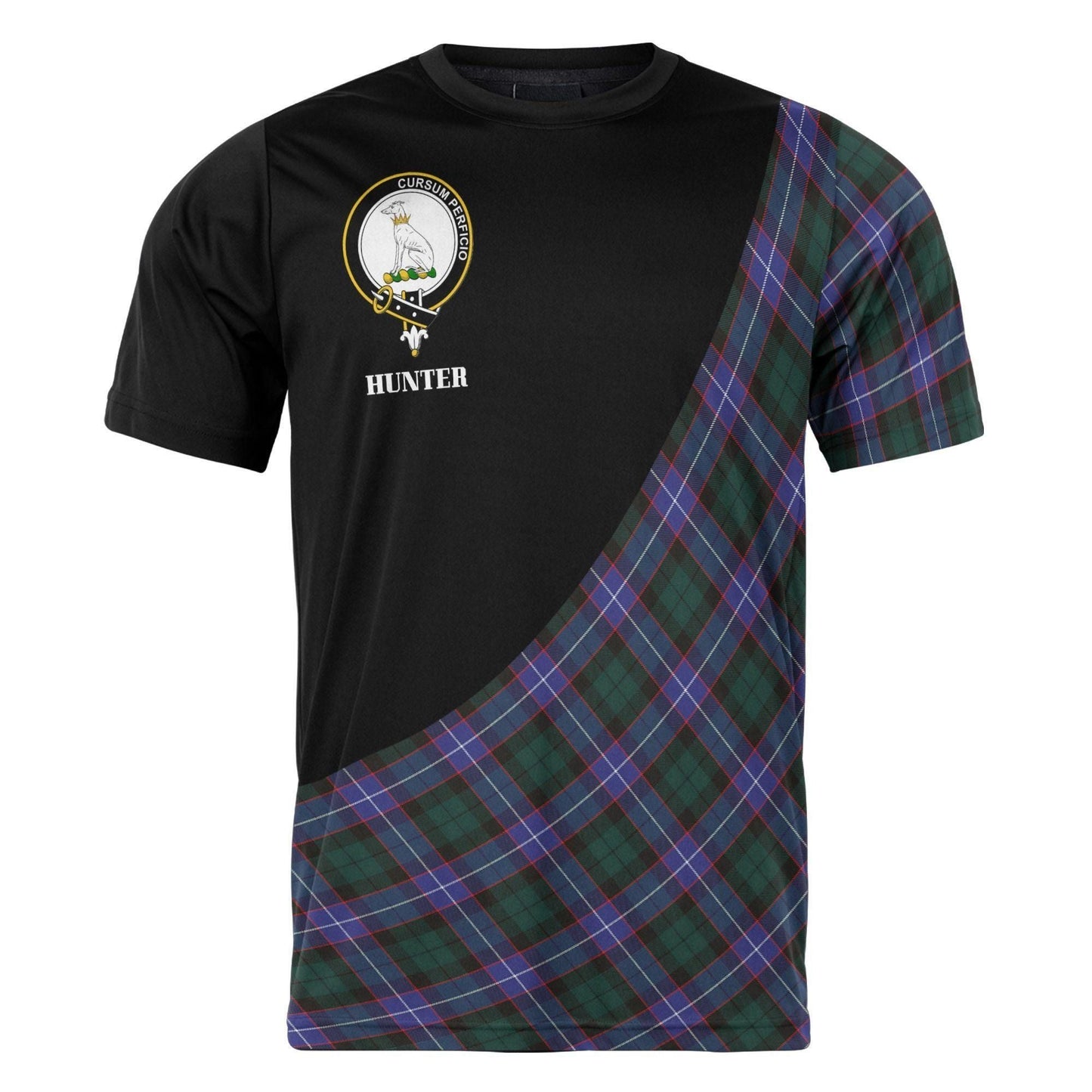 Printivon Hunter Clan Tartan with Kilt Design Personalized Tee Shirt Scotland Gift For Mom and Dad