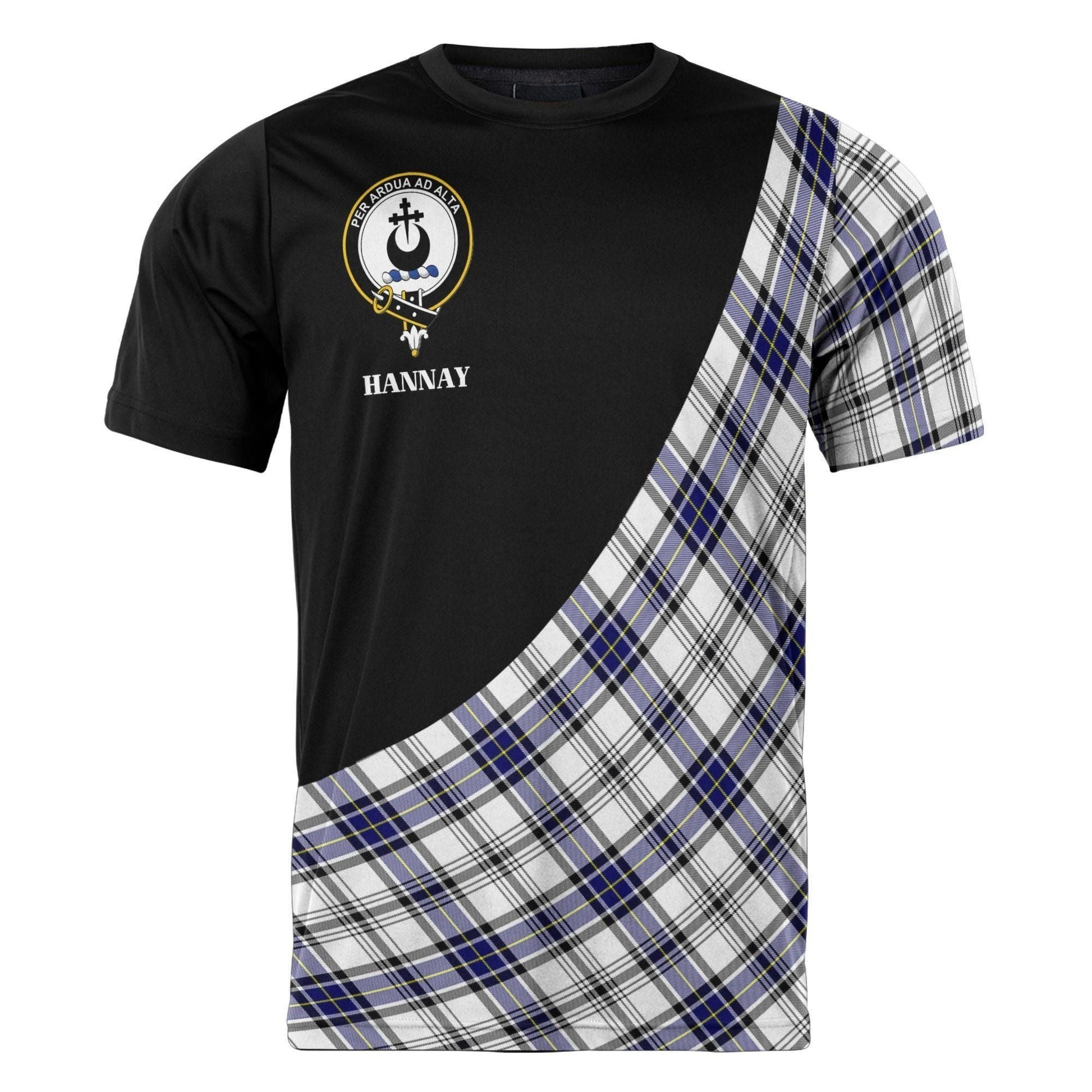 Printivon Hannay Clan Tartan with Kilt Design Personalized Tee Shirt Scotland Gift For Mom and Dad