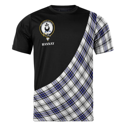 Printivon Hannay Clan Tartan with Kilt Design Personalized Tee Shirt Scotland Gift For Mom and Dad