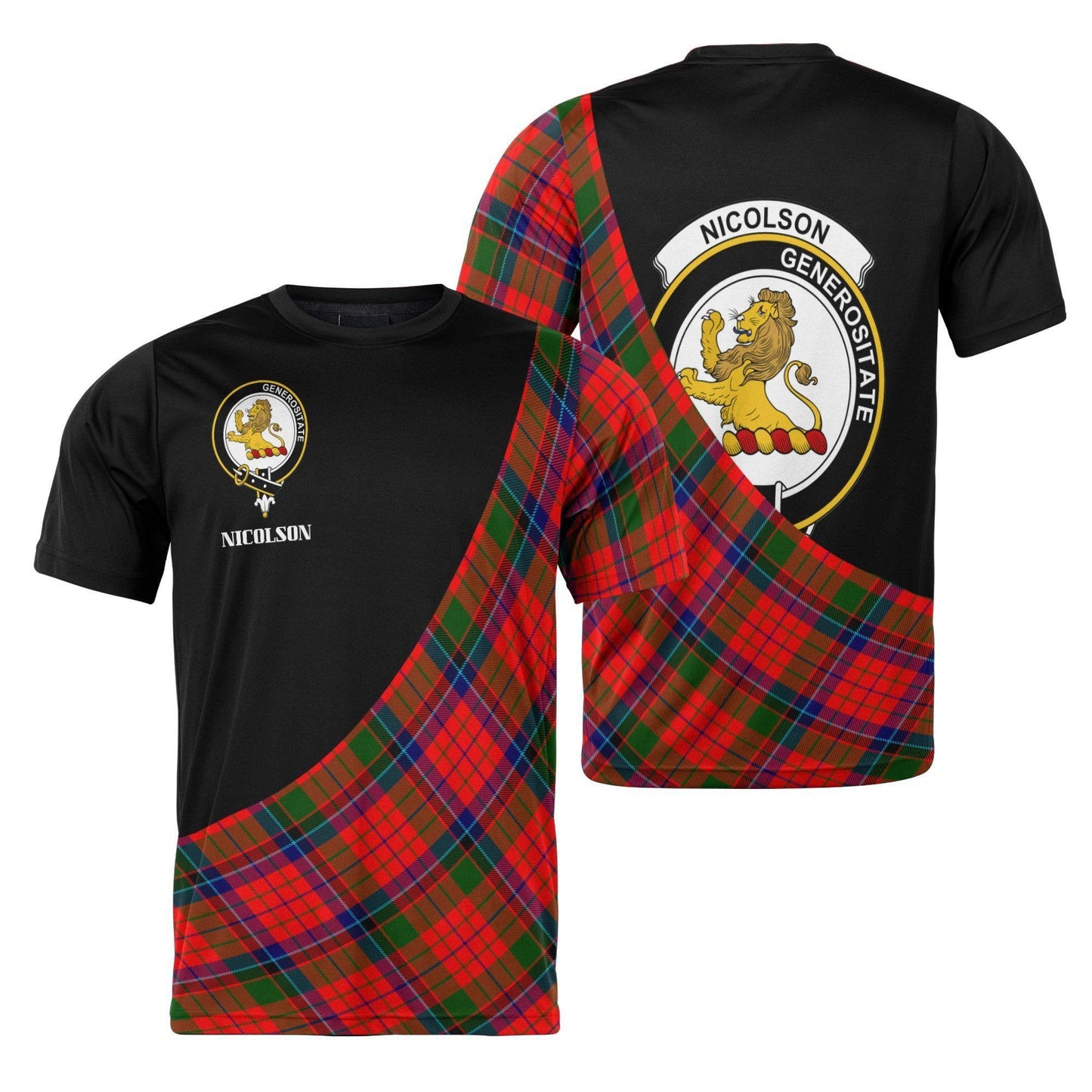 Printivon Nicolson Clan Tartan with Kilt Design Personalized Tee Shirt Scotland Gift For Mom and Dad