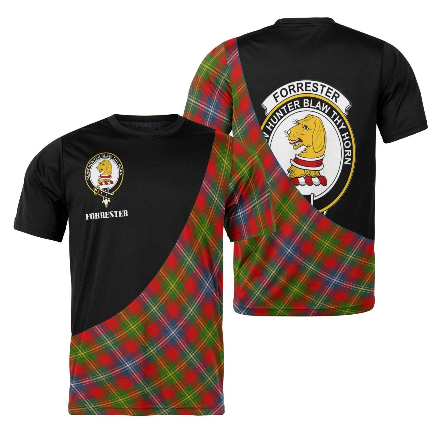 Printivon Forrester Clan Tartan with Kilt Design Personalized Tee Shirt Scotland Gift For Mom and Dad