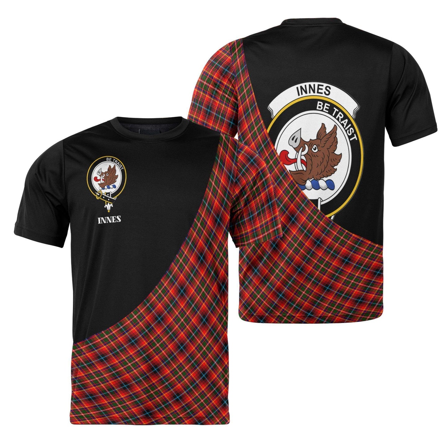 Printivon Innes Clan Tartan with Kilt Design Personalized Tee Shirt Scotland Gift For Mom and Dad