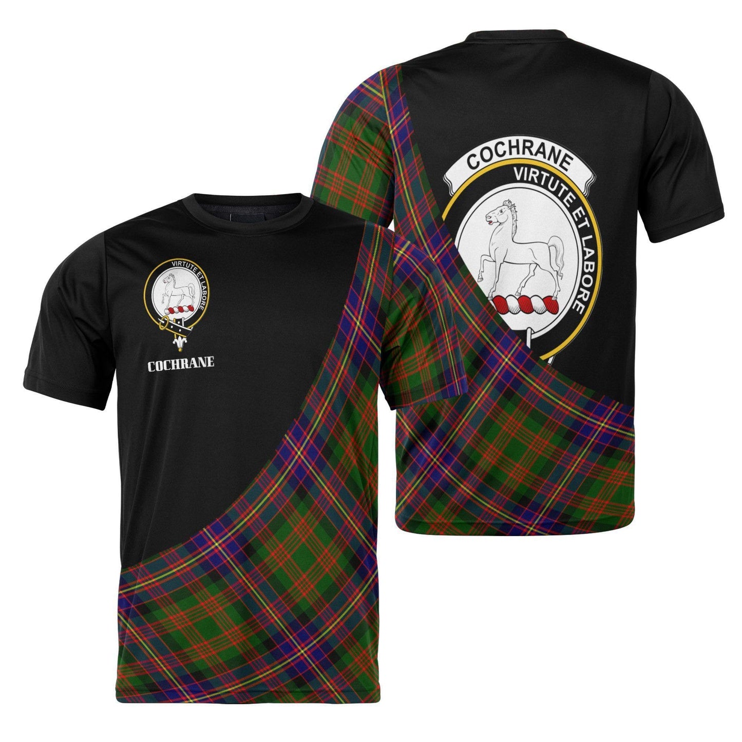 Printivon Cochrane Clan Tartan with Kilt Design Personalized Tee Shirt Scotland Gift For Mom and Dad