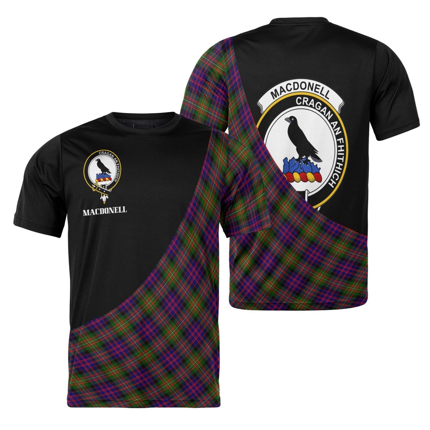 Printivon MacDonell of Glengarry Clan Tartan with Kilt Design Personalized Tee Shirt Scotland Gift For Mom and Dad