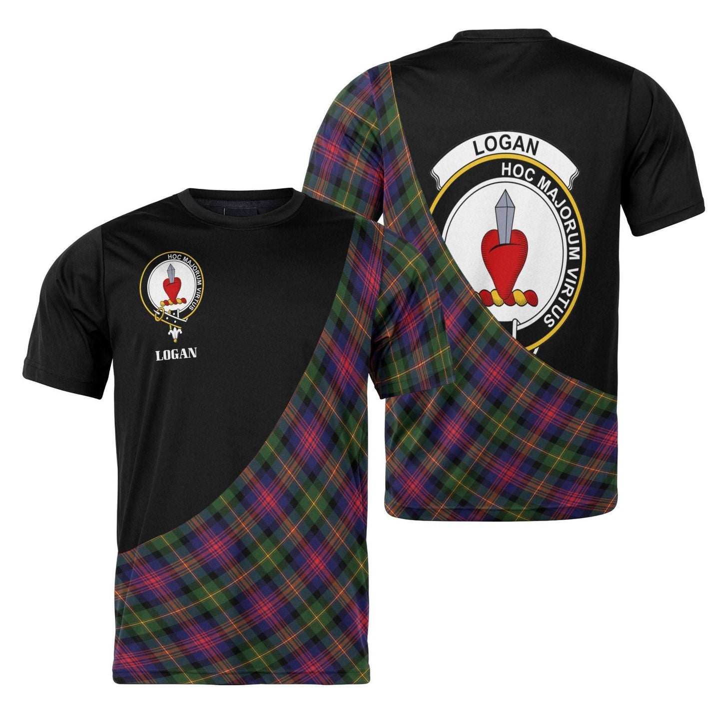 Printivon Logan Clan Tartan with Kilt Design Personalized Tee Shirt Scotland Gift For Mom and Dad