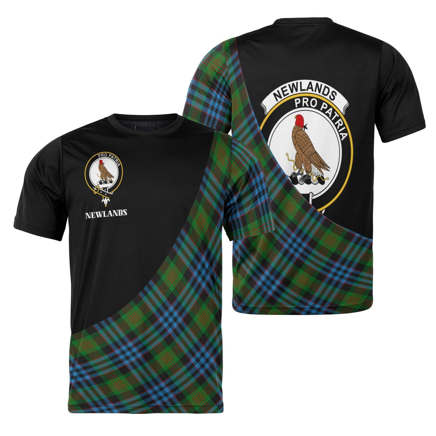 Printivon Newlands Clan Tartan with Kilt Design Personalized Tee Shirt Scotland Gift For Mom and Dad