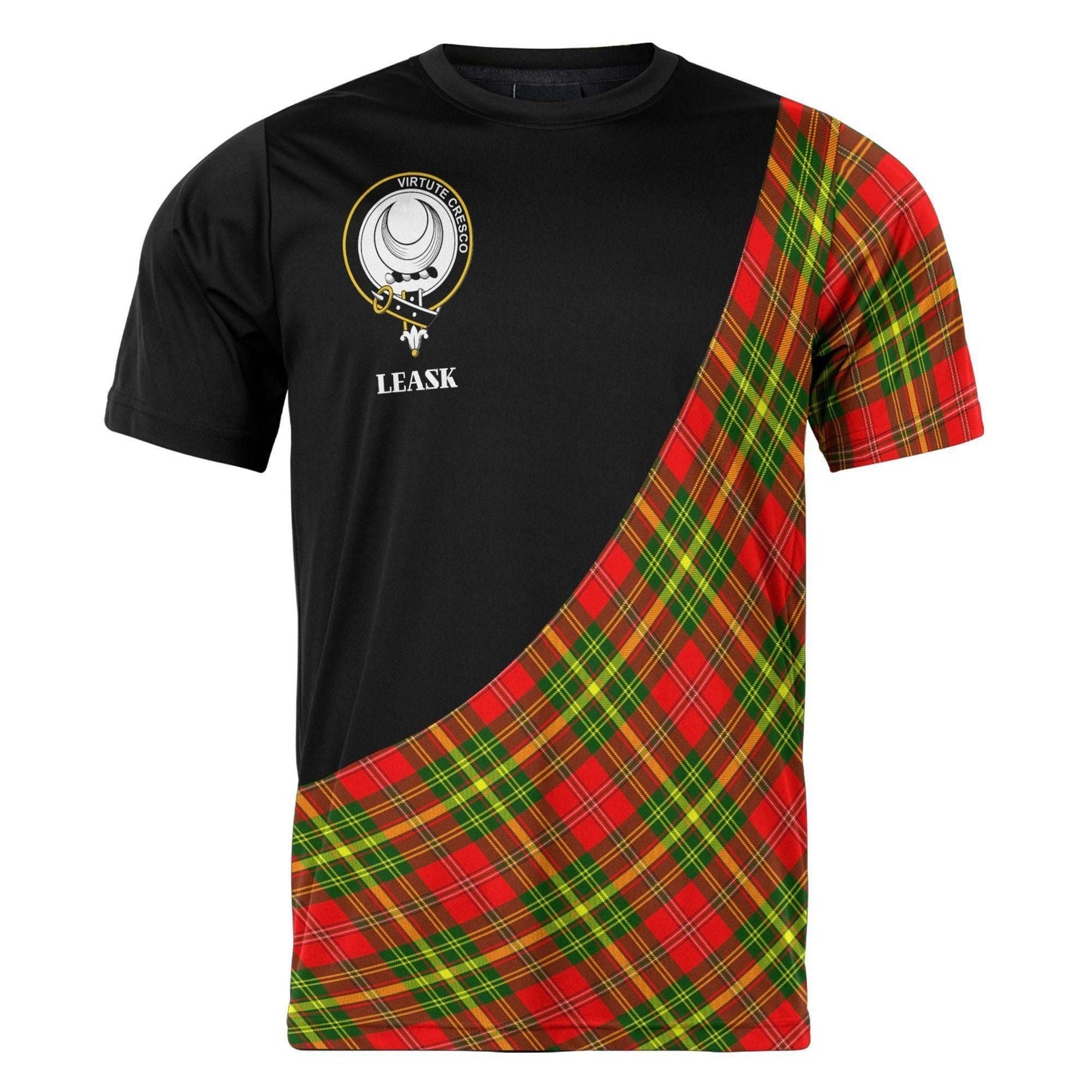 Printivon Leask Clan Tartan with Kilt Design Personalized Tee Shirt Scotland Gift For Mom and Dad