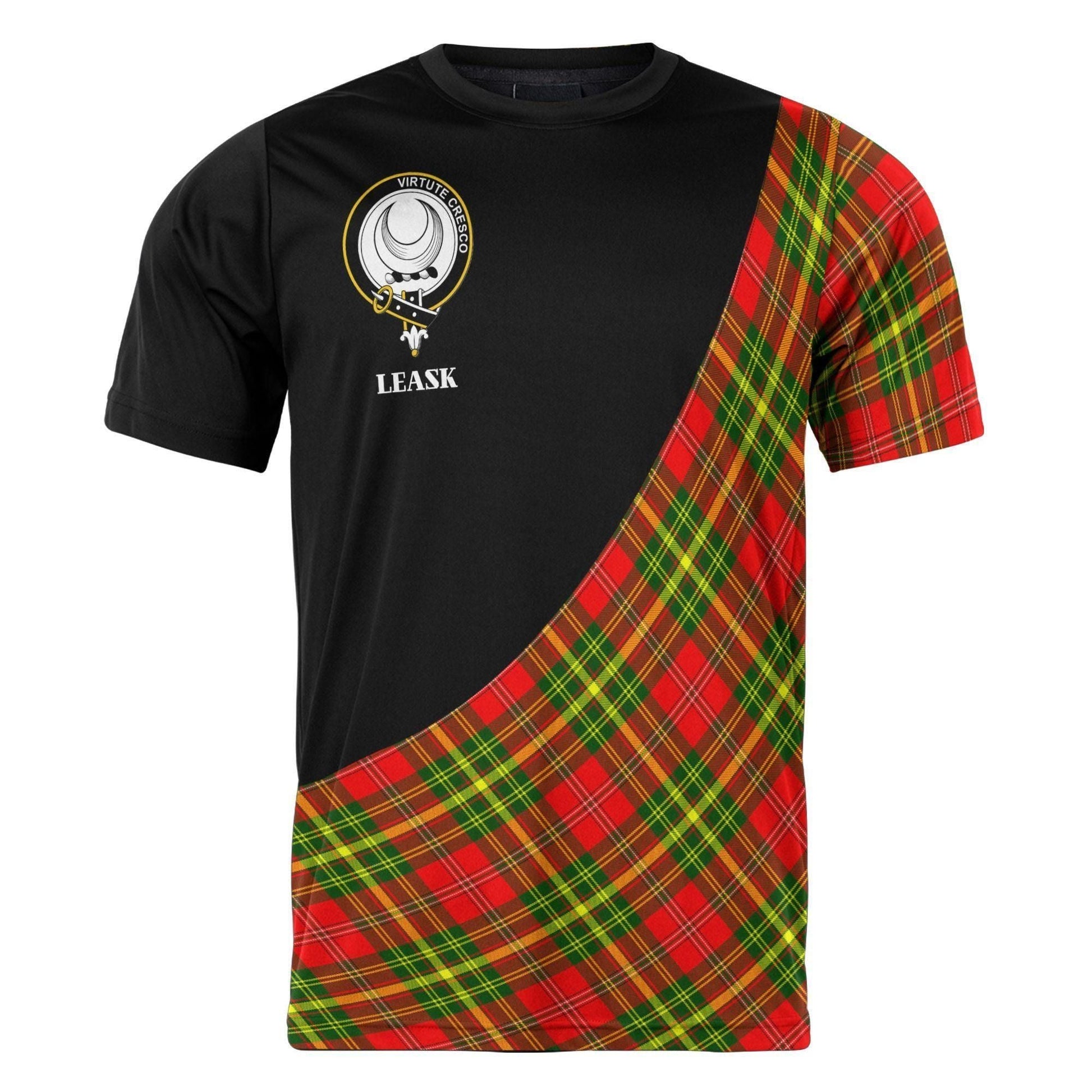 Printivon Leask Clan Tartan with Kilt Design Personalized Tee Shirt Scotland Gift For Mom and Dad
