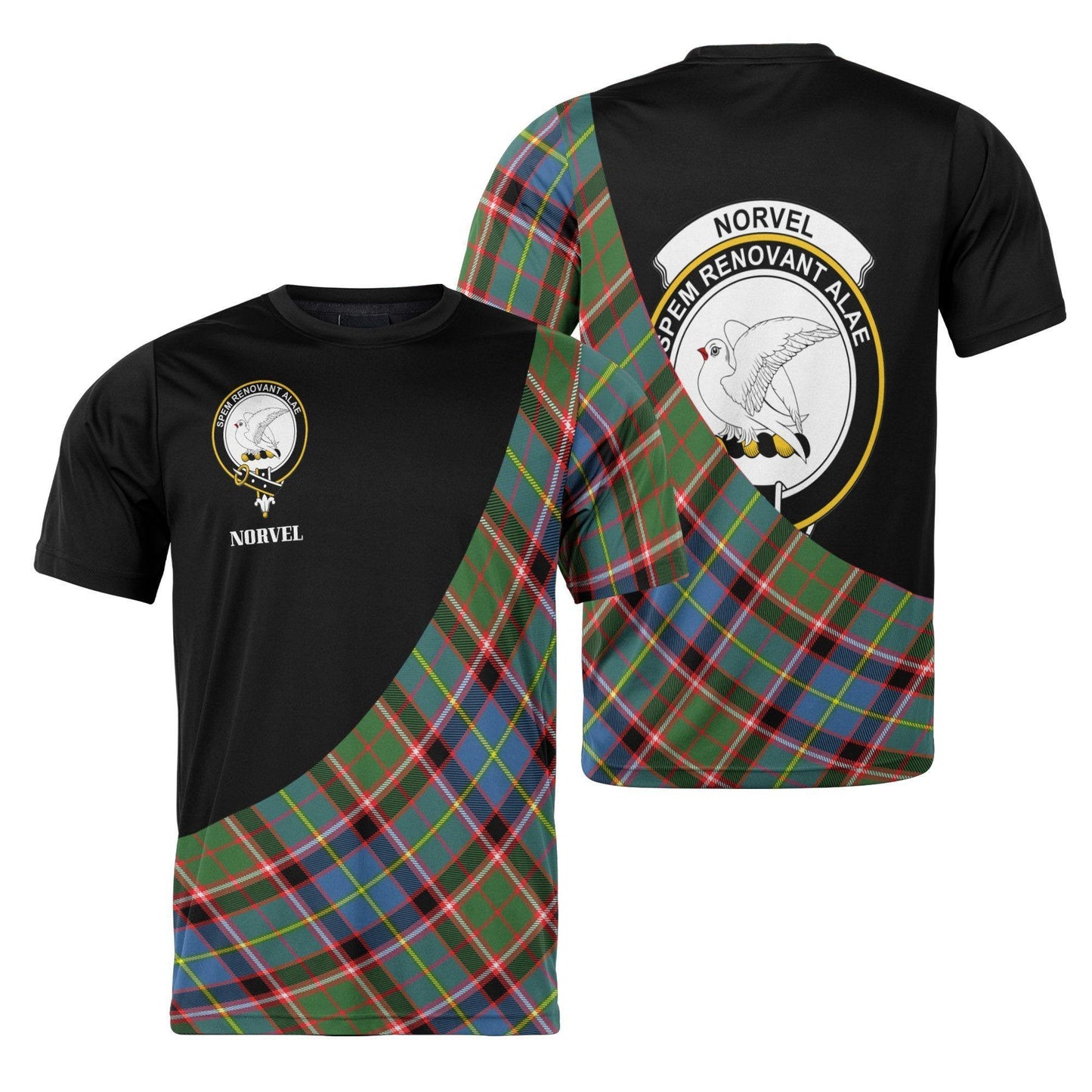 Printivon Norvel Clan Tartan with Kilt Design Personalized Tee Shirt Scotland Gift For Mom and Dad